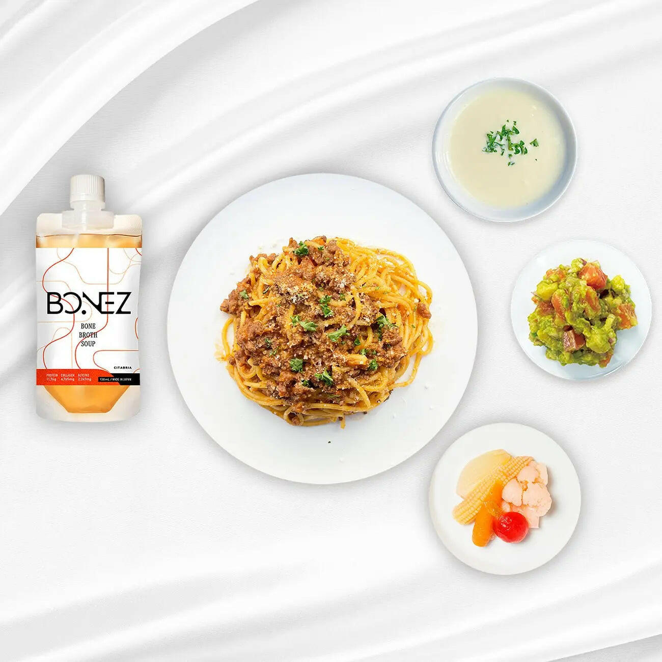ボロネーゼパスタのミールキット とBONEZのセット.